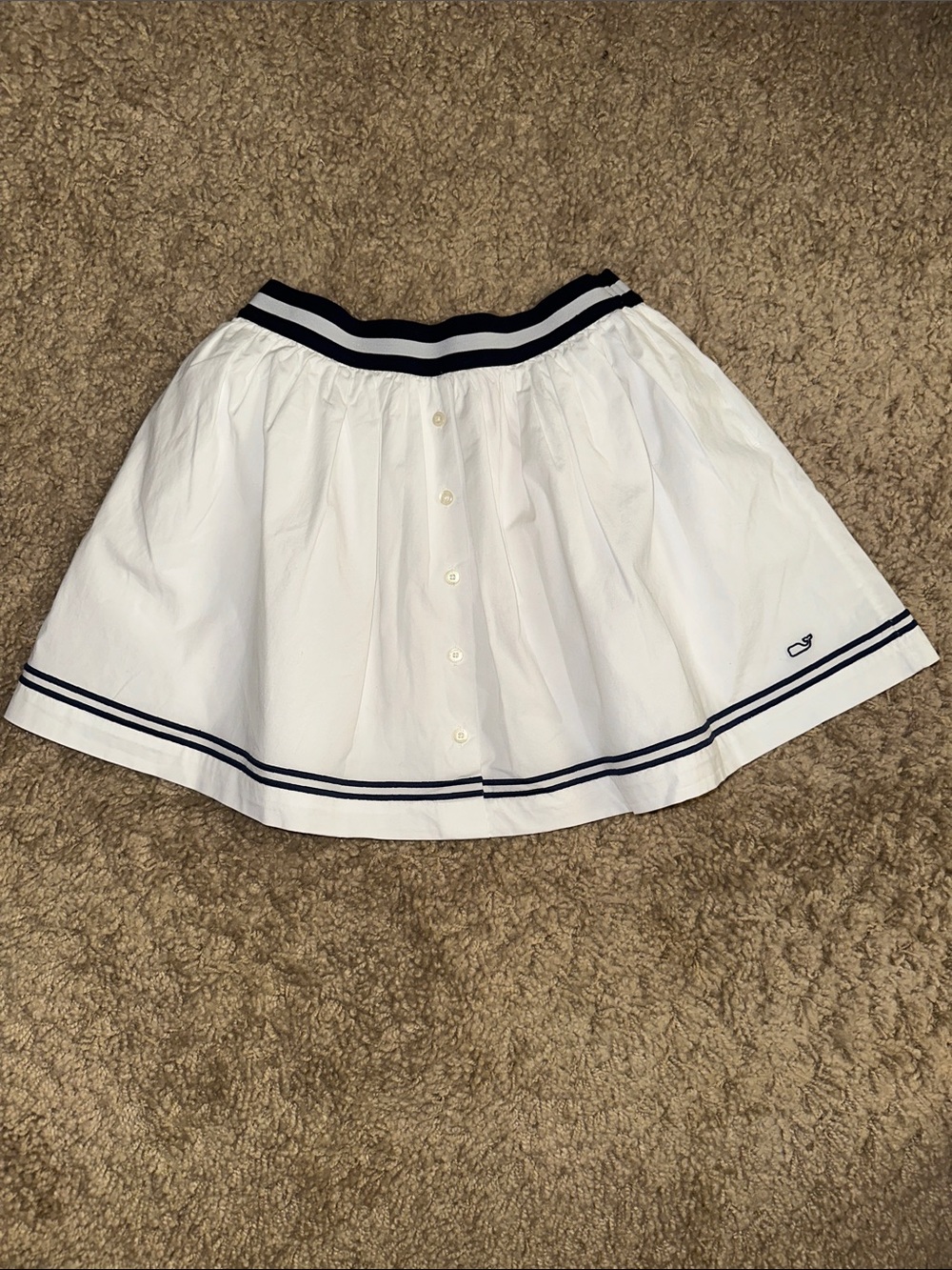 NWT Vineyard Vines White & Navy Blue Lined Button Poplin Skirt (10-12)